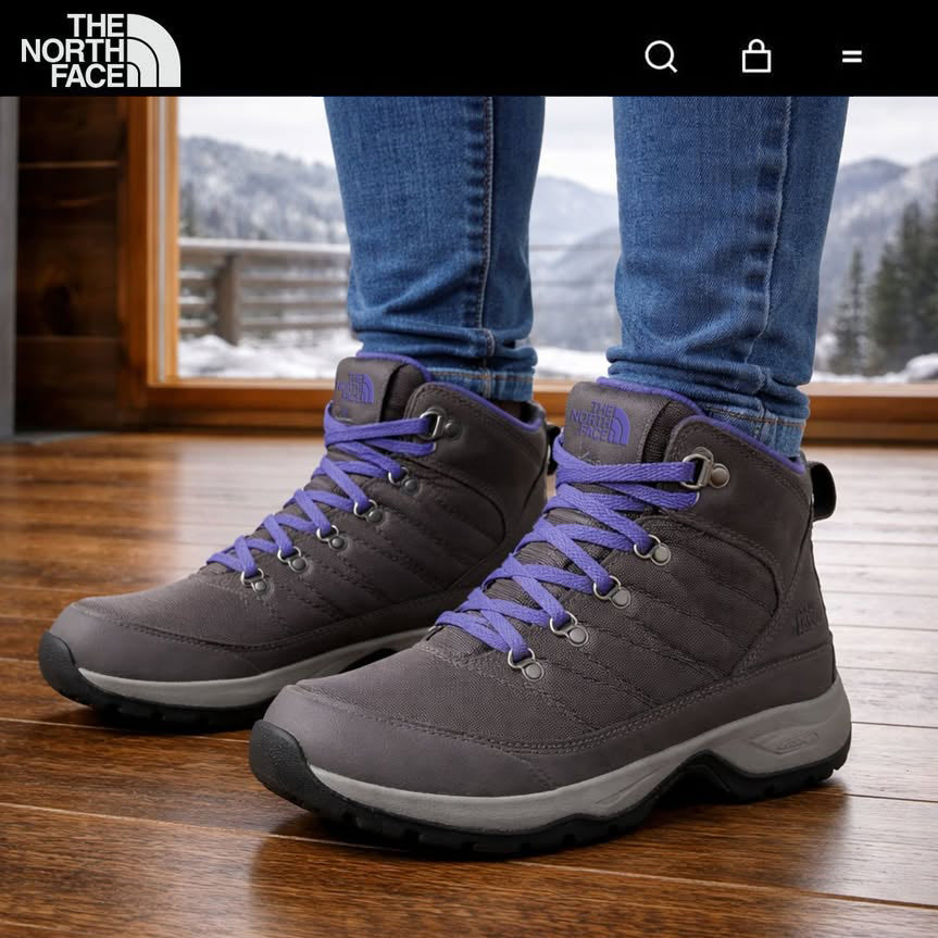 Botas The North Face Chilkat Nylon Boot talla 8.5 US 6.5 MX NUEVAS Gris-Purpura Waterproof para Dama