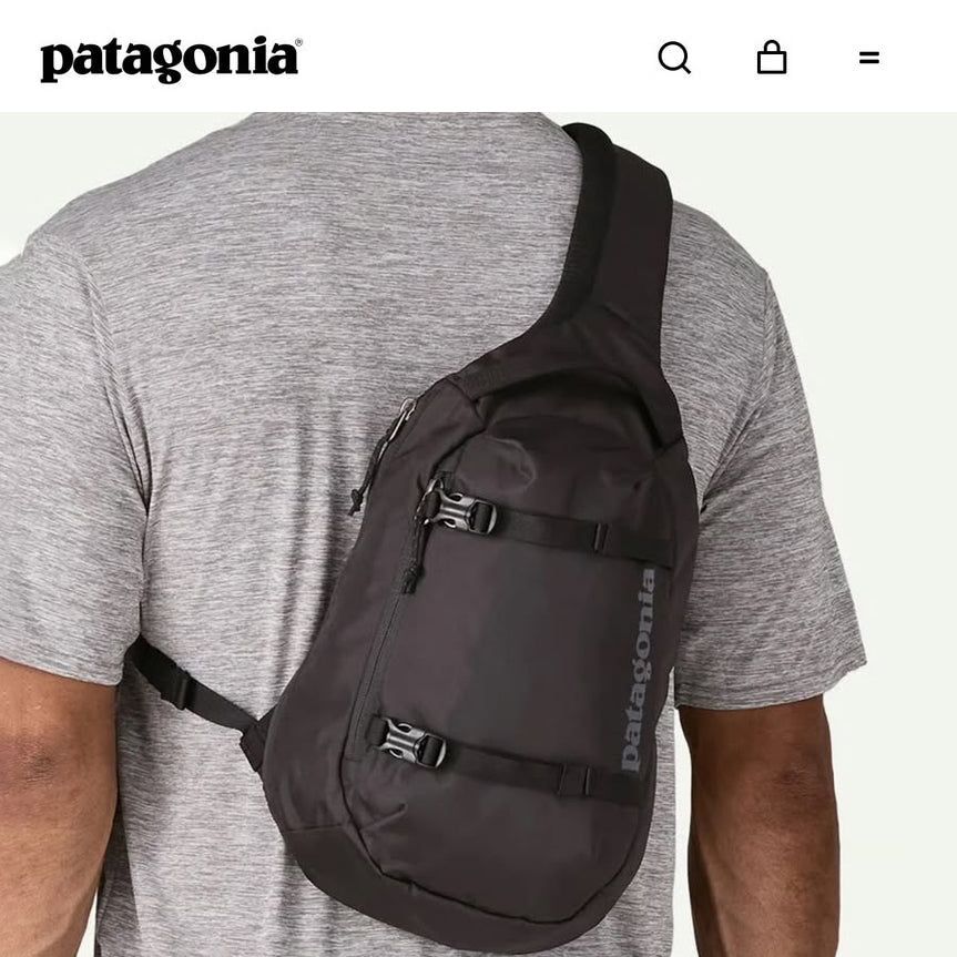 Mochila Riñonera Patagonia Atom Sling 8 Lt Color Negro Backpack tipo bandolera Crossbody