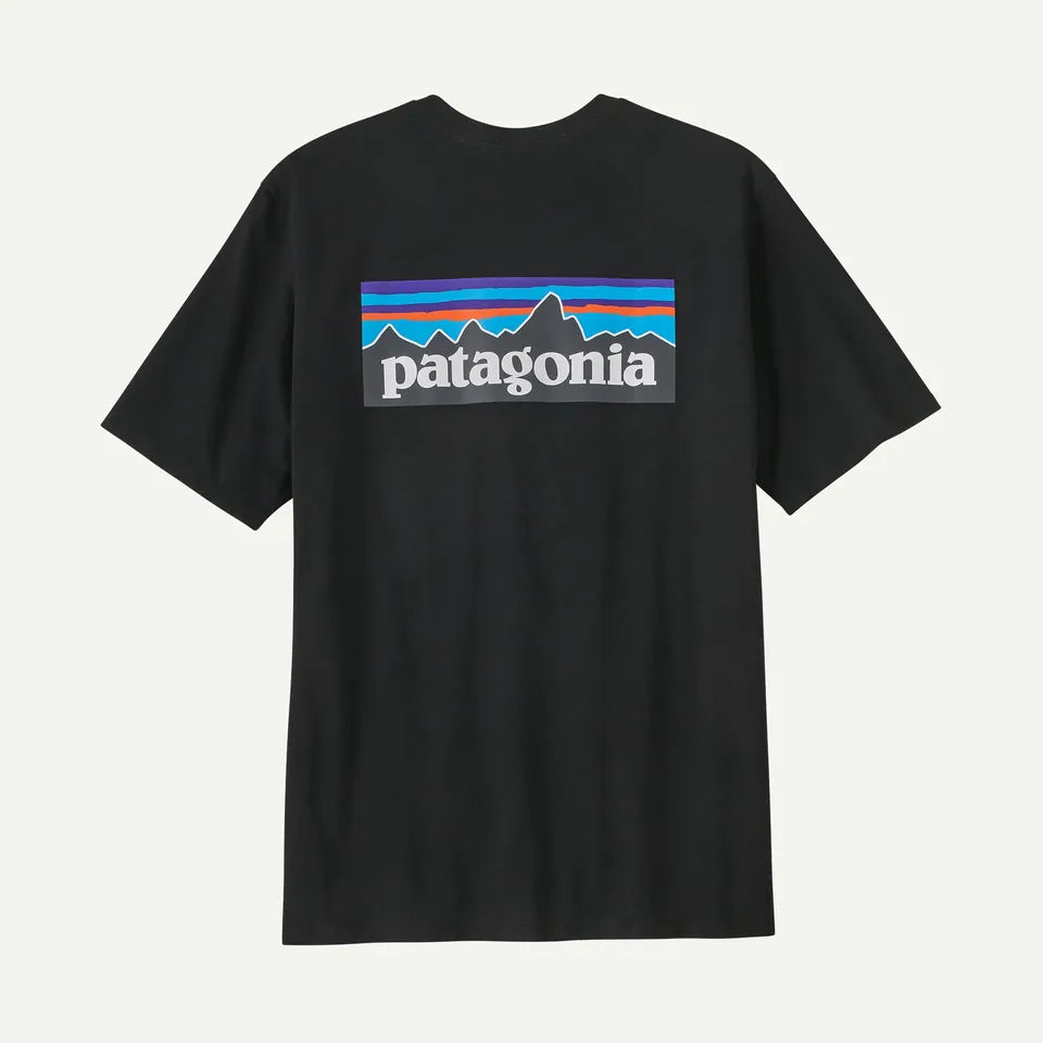 Playera Patagonia Manga Corta Organic P-6 Logo Responsibili-Tee Color: Negro Talla: LARGE Fit