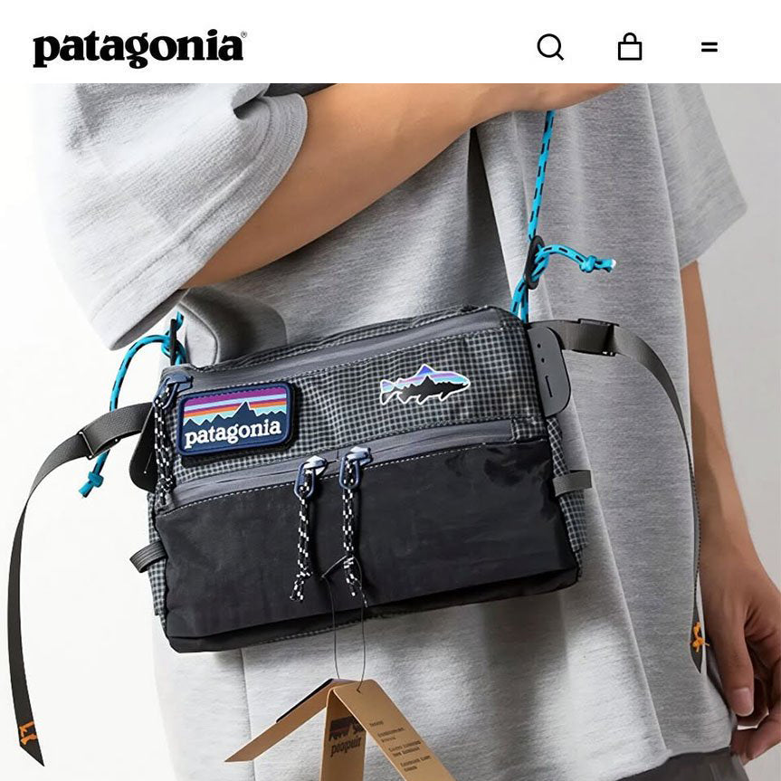 Bolso Patagonia Tipo Mensajero Cruzado Campismo Mochila Negro Bandolera de Pesca Colores Gris y Negro