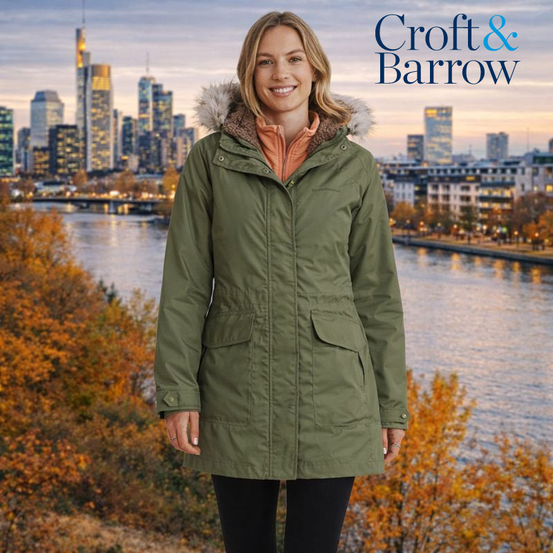 Croft & Barrow Parka con gorro desmontable Verde MIlitar Talla MEDIANA amplia Nueva muy calida