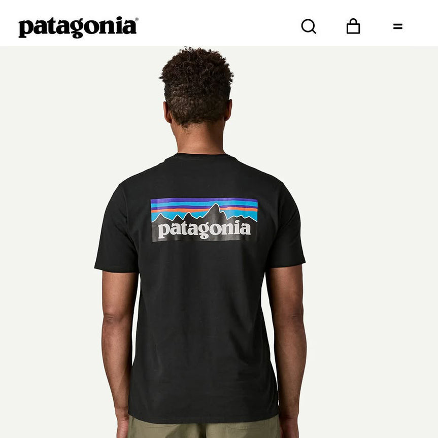 Playera Patagonia Manga Corta Organic P-6 Logo Responsibili-Tee Color: Negro Talla: LARGE Fit