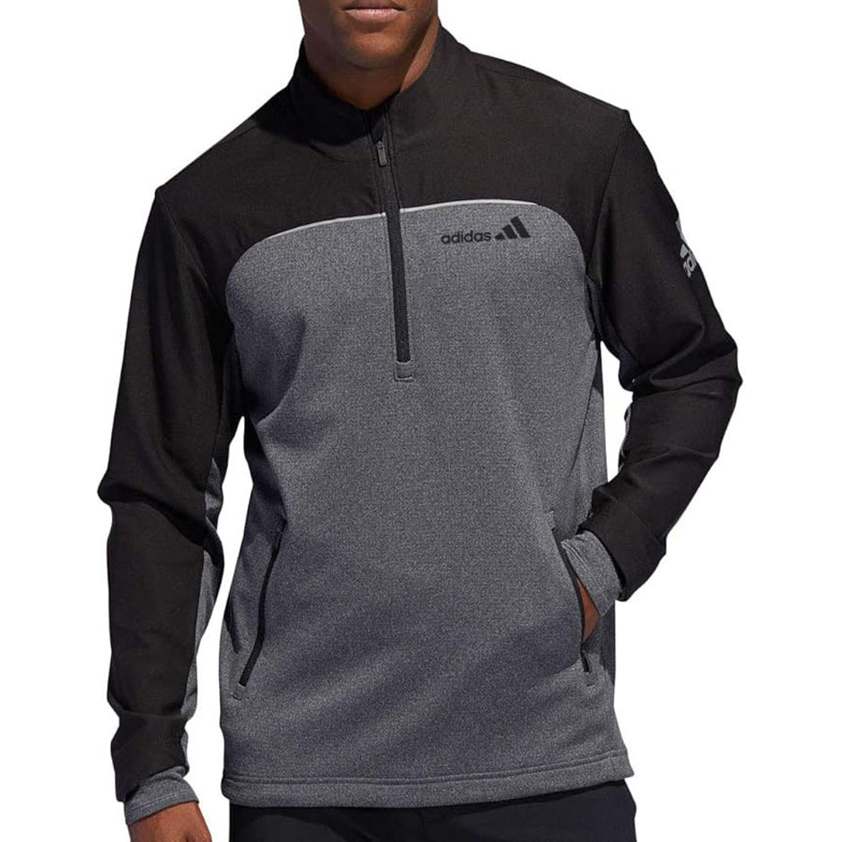 Sudadera Adidas Men Golf 1/4 Zip Jacket Sweater Talla LARGE ligera sport NEGRO-GRIS