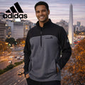Sudadera Adidas Men Golf 1/4 Zip Jacket Sweater Talla LARGE ligera sport NEGRO-GRIS