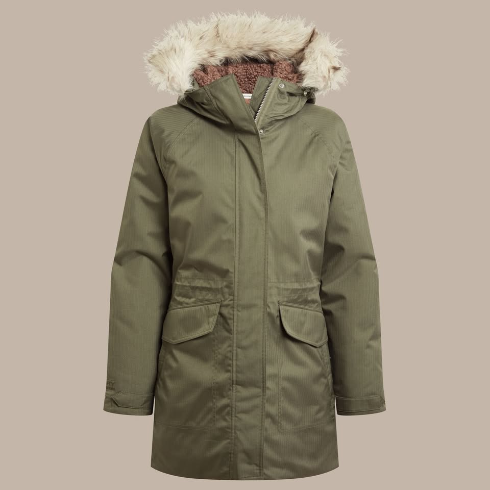 Croft & Barrow Parka con gorro desmontable Verde MIlitar Talla MEDIANA amplia Nueva muy calida