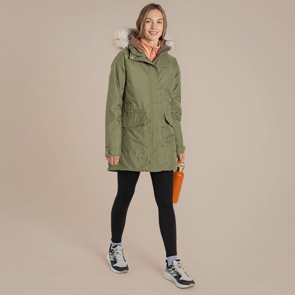 Croft & Barrow Parka con gorro desmontable Verde MIlitar Talla MEDIANA amplia Nueva muy calida