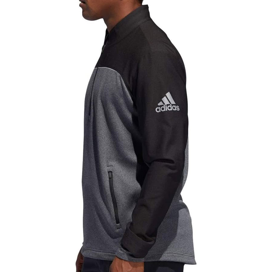 Sudadera Adidas Men Golf 1/4 Zip Jacket Sweater Talla LARGE ligera sport NEGRO-GRIS