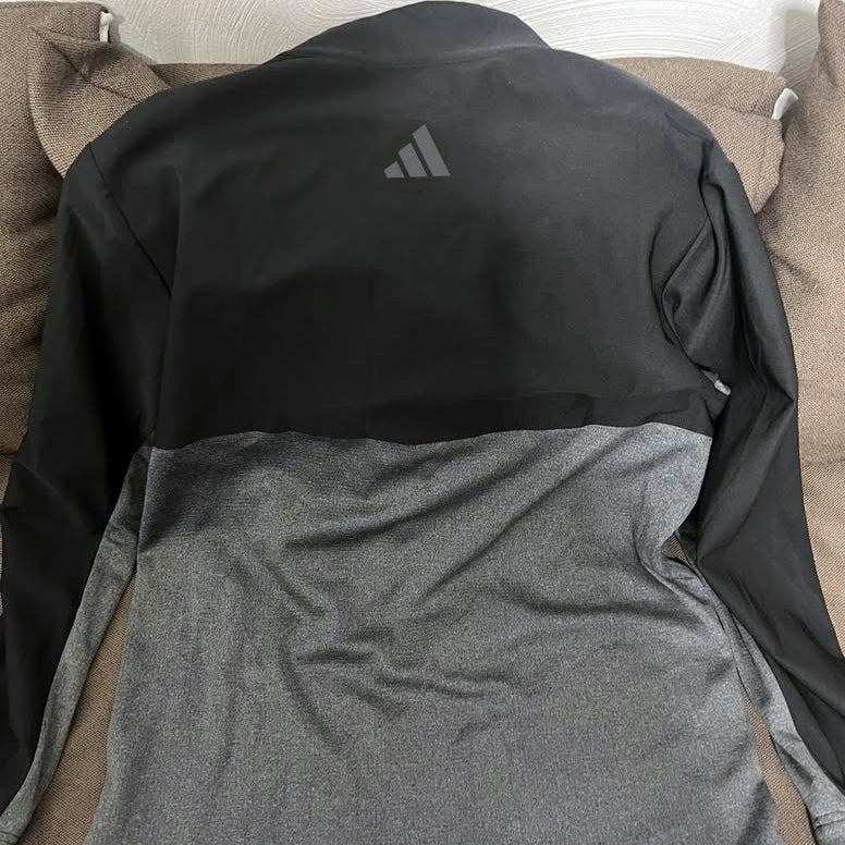 Sudadera Adidas Men Golf 1/4 Zip Jacket Sweater Talla LARGE ligera sport NEGRO-GRIS