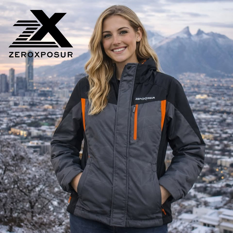 Chamarra Zeroxposur Dama Talla Medium o Junior Large Gris-naranja